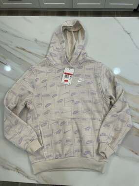 Nike Sportswear Club Fleece Big Kids' All-Over Print Pullover Hoodie FN8741-104